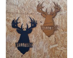 Nica Decorations Muurdecoratie,Wanddecoratie Hert roest,zwart ,Set van 2 , L35 x B0,5 x H50cm