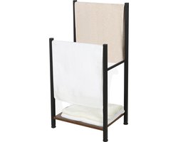 Niceey Handdoekrek - 2 Armen - Handdoekstang - Handdoekenrek Badkamer - Handdoekhouder Vrijstaand - Metaal - Anti-Kras Viltjes - Zwart