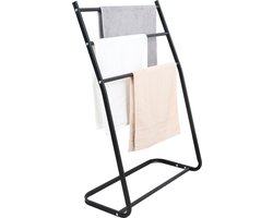 Niceey Handdoekrek - 3 Armen - Handdoekstang - Handdoekenrek Badkamer - Handdoekhouder Vrijstaand - Metaal - Anti-Kras Viltjes - Zwart