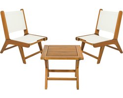 Niceey Luxe Tuinset - 3 Delig - Acacia Hout / Wit