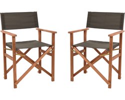 Niceey Regisseursstoel - Klapstoel - Strandstoel opbvouwbaar - Visstoel - Acacia Hout - Set van 2 - Taupe