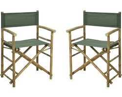 Niceey Regisseursstoel - Klapstoel - Strandstoel opbvouwbaar - Visstoel - Bamboe - Set van 2 - Groen
