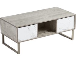 Niceey Salontafel met Lade - Koffietafel - Bijzettafel - Sidetable - Opbergruimte - Hout - 104 x 49.5 x 39.5 cm - Marmerlook
