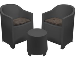 Niceey Tuinset - Luna - 3 Delig - Antraciet / Zwart