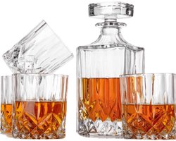 Niceey Whiskey Set - Whiskey Glazen - Whiskey Karaf - 4 Glazen met Karaf - 5 Delig
