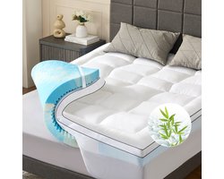 NicePlus Matrastopper 10cm Wit - Topmatras Traagschuim 180x200 cm - Dekmatras Medium Hardheid - Comfortabele Topdekmatras voor Matras Bescherming