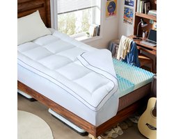 NicePlus Matrastopper 7 cm Wit - Topmatras Traagschuim 90x200 cm - Dekmatras Medium Hardheid - Comfortabele Topdekmatras voor Matras Bescherming