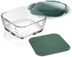 Nicer Dicer Chef - Glazen Ovenschaal - Ovenschaal met Deksel - Ovenvast tot 250°C - Inclusief Siliconenmat