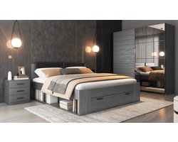 Nicesleep.nl - Tweepersoonsbed Flore 160x200 - Grijs / Carbon - Met Lattenbodem - Super Actie - Nieuw op Bol.com