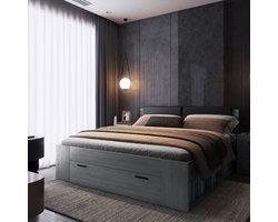 Nicesleep.nl - Tweepersoonsbed Flore 180x200 - Grijs / Carbon - Met Lattenbodem - Super Actie - Nieuw bij Bol.com
