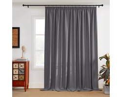NICETOWN Kant en klaar Gordijn - 90% Verduisterend - Met Plooiband - 200x245 cm - Grijs - 1 Stuk