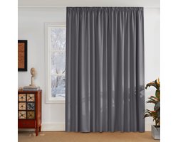 NICETOWN Kant en klaar Gordijn - 90% Verduisterend - Met Plooiband - 300x260 cm - Grijs - 1 Stuk