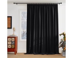NICETOWN Kant en klaar Gordijn - 95% Verduisterend - Met Plooiband - 200x245 cm - Zwart - 1 Stuk