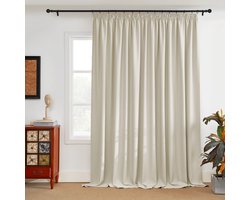 NICETOWN Kant en klaar Gordijn - Met Plooiband - Verduisterend - 200x245 cm - Lichtbeige - 1 Stuk