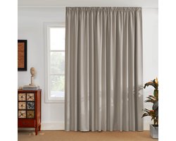 NICETOWN Kant en klaar Gordijn - Met Plooiband - Verduisterend - 200x245 cm - Zand - 1 Stuk