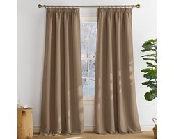 NICETOWN Kant en klaar Gordijnen - Met Plooiband - Verduisterend - 140x245 cm - Cappuccino - 2 Stuks