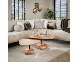 Nicholas salontafel set van 2 driehoekig - massief acacia naturel