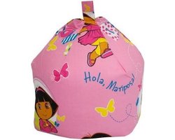 Nickelodeon - Dora the Explorer - Zitzak - Poef - Hoes - 55x55x50 Cm - Met rits - katoen - Zonder vulling - Kinderkamer - Meisjes - Roze.