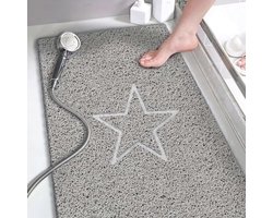 Nicoman Rechthoekige douchemat antislip badmat 60 x 90 cm voor binnendouche, Loofah grijze badmatten voor badkuipen toilet badkamervloer, PVC-badtapijten sneldrogend, wasbaar