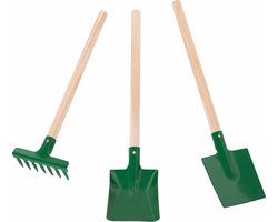 Nienhuis Montessori Tuinierspeelgoed - 3-delige tuinierset - Schep, hark en spade - Tuingereedschap kinderen - Educatief speelgoed - Kinderspeelgoed 2 jaar - Groen - 30 cm