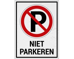 Niet parkeren bord met tekst | Sign Again materiaal | 28 x 21 cm