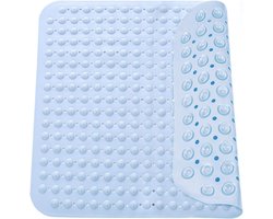 Niet-slip Douchemat met Zuignappen, Massagefunctie, Veilig voor Sauna's en Douchekamers, Vierkant 48 x 48 cm, Lichtblauw, Waterdicht en Antislip