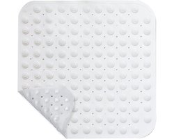 Niet-slip Douchematt, Met Zuignappen, Massagefunctie, Veilig voor Sauna's en Douchekamers, Vierkant, 48 x 48 cm, Wit, Comfortabel en Antislip voor Veiligheid