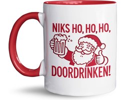 NietMokken.nl - Grappige kerstmok met tekst - Niks ho, ho, ho, DOORDRINKEN! - Leuk als cadeau voor kerst en feestdagen - Keramische beker 325ml - Koffietas 11 oz - Beide zijden bedrukt - Vaatwas - en magentronbestendig