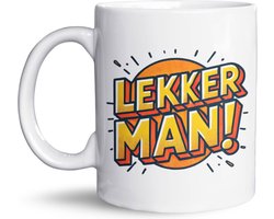 NietMokken.nl - Grappige koffietas "Lekker Man!" - Keramische beker en mok - Humor cadeau voor koffie- of theeliefhebbers - Origineel cadeau voor verjaardag, vrienden of op kantoor - Beide zijden bedrukt - 325ml - Vaatwas - en magnetronbestendig