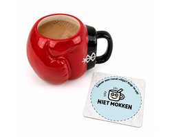 NietMokken.nl - Grappige Mok – Bokshandschoen Mok 620 ml XL Koffiemok – Grote Beker voor Koffie, Thee of Chocolademelk – Inclusief Gratis NietMokken® Viltje
