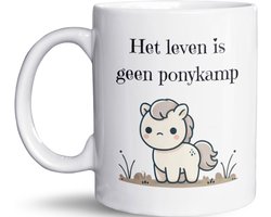 NietMokken.nl - Grappige mok met tekst en pony-illustratie - Het leven is geen ponykamp - Beide zijden bedrukt - Vaatwasser- en magnetronbestendig - Leuk als cadeau voor vrienden en familie