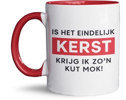 NietMokken.nl – Kerstmok met Kerstman – “Is het eindelijk kerst krijg ik zo’n kut mok!” - Grappige Koffietas – Keramische Beker – Beide Zijden Bedrukt – Vaatwasser- en Magnetronbestendig – 325 ml – Leuk Cadeau voor de Feestdagen
