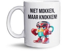 NietMokken.nl - Niet Mokken, Maar Knokken Mok - Grappige Koffiemok - Cadeau voor Boksfans en Doorzetters - 325ml - Vaatwasser- en Magnetronbestendig - Keramische tas 11oz