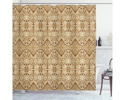 Nieuw bed, Oriëntaals folkloristisch traditioneel exotisch, Douchegordijn en badkamerdecoratieset met haakjes, 175 cm B x 180 cm L