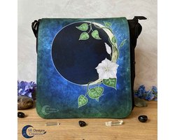 Nieuwe Maan Maanbloemen Schoudertas Groot - Maan Magie Tas Vierkant - Moonflowers Schoudertas - New Moon Magic - Moon Child Tas - Moon Witch Tas - Maanmagie Moon Magic