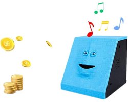 Nieuwigheid Muntgeld Muziek Gezicht Bank Automatische Spaarpot Geschikt voor Kinderen (Blauwe Stenen)