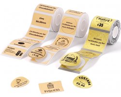 Niimbot - Labels/Etiketten - B1/B2/B21 - 3 rollen set - Rond 50x50 mm Goud Transparant, 41x41 mm Kraftpapier & 50x30 mm Kraftpapier