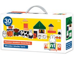 Nijntje Houten boerderijblokken - 28-delig - In draagkoffer met handvat - Peuter en kleuter speelgoed - Voor meisjes en jongens - Vanaf 2 jaar - Speelgoed kinderen - Bambolino Toys