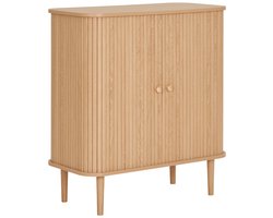 Nikko Zijbord – Modern Opbergmeubel met 2 Deuren – 80x40x87 cm – Natuurlijk Houtkleur