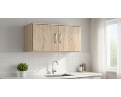 NIKO Opzetkast 82 cm – Sonoma Eiken – Opzetstuk voor 2-Deurs Kledingkast – Extra Opbergruimte – 82x42x53 cm – Moderne KastverhogerNoviHome
