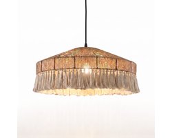 Niloc Boho Hanglamp Rotan - Naturel Plafondlamp - E27 - Ø40 cm - Sfeervolle Verlichting voor Woonkamer, Eetkamer en Slaapkamer