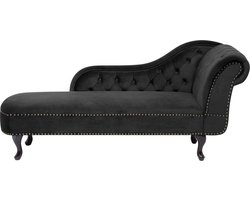 NIMES - Chaise longue - Zwart - Rechterzijde - Fluweel