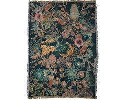 NIN-NIT - Flower Blanket - Plaid - Geweven Deken - Sprei - Bloemen Print - 220x160 cm