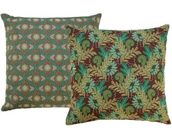 NIN-NIT Nature Classique kussen | sierkussen met bloemenprint | groen | paars | bruin | beige | oker | blauw | turquoise | multicolor | 50x50 cm