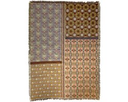 NIN-NIT - Nouveau Classiques Blanket - plaid - geweven deken - sprei - 100% geweven katoen - Bloemen - bladeren - grafische natuurprint - bruin - oranje - beige - lila - blauw - groen - paars - roze - 220x160 cm