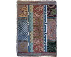 NIN-NIT -Paleis Het Loo - Royal Blanket - plaid - geweven deken - sprei - 100% geweven katoen - blauw - wit- roze - rood - roze - paars - bruin - multicolor - oranje - beige -groen - lila -160 x 220