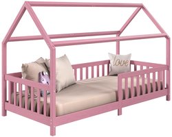 NINA huisbed van grenen in 90 x 200 cm met uitvalbescherming en dak