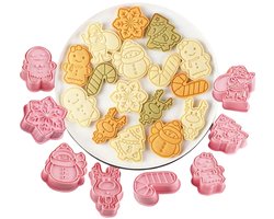 Nina's Giftshop® – Kerst koekjesvormpjes met stempel – 8-delige set kunststof uitsteekvormen voor kerstkoekjes