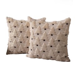 Nina’s Giftshop® Kerst Kussenhoezen – Set van 2 – 45 x 45 cm – Beige – Kussenhoes met Kerstboom – Woondecoratie & Kerstcadeau