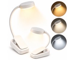 Nina's Giftshop® Leeslampje voor Boek – Boekenlamp met Klem – 3 Lichtstanden – Flexibel – LED Leeslamp – Op Batterijen – Leeslampje Bed